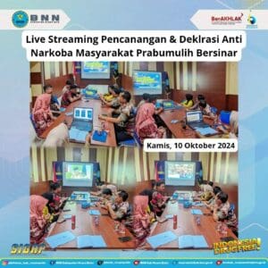 BNNK Muara Enim ikuti Live Streaming Pencanangan dan Deklarasi Anti Narkoba Masyarakat Prabumulih Bersinar